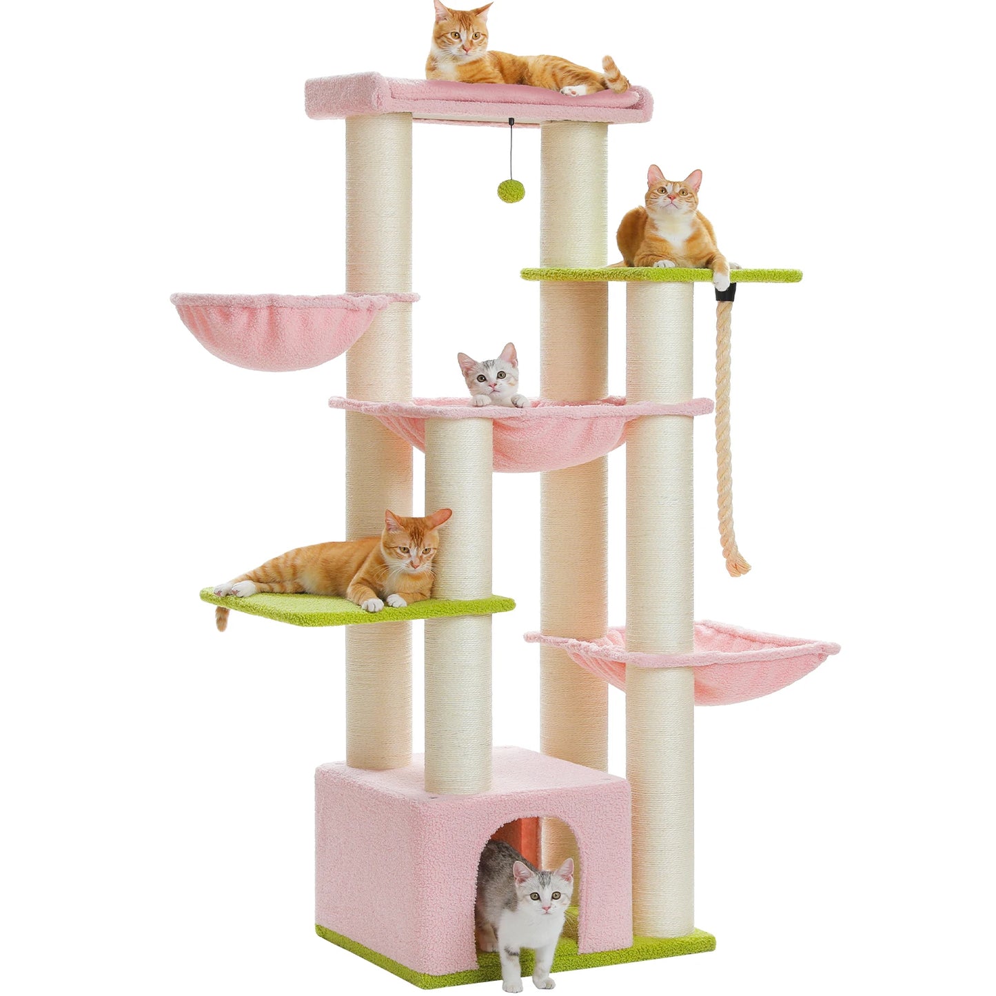 Multi-Level Cat Tree with Scratching Posts, Cozy Condo, Super Large Perch, Deep Hammocks,
Tall Cat Tower for Indoor Adult Cats