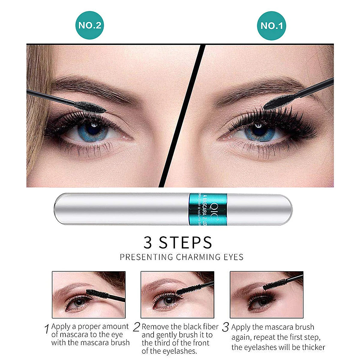Mascara Silk Fiber Mascara Waterproof Mascara for
Eyelash Extension Black Thick Lengthening Eye Lashes Cosmetics