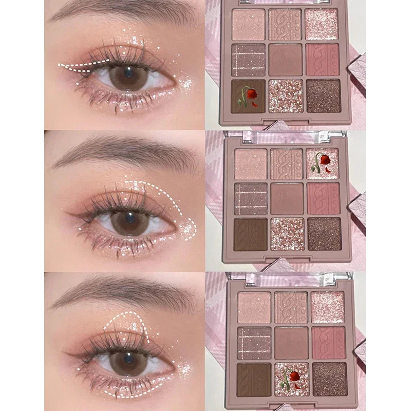 9-Color Eye Shadow Palette Glitter Pearly Eyeshadow Palette Nude