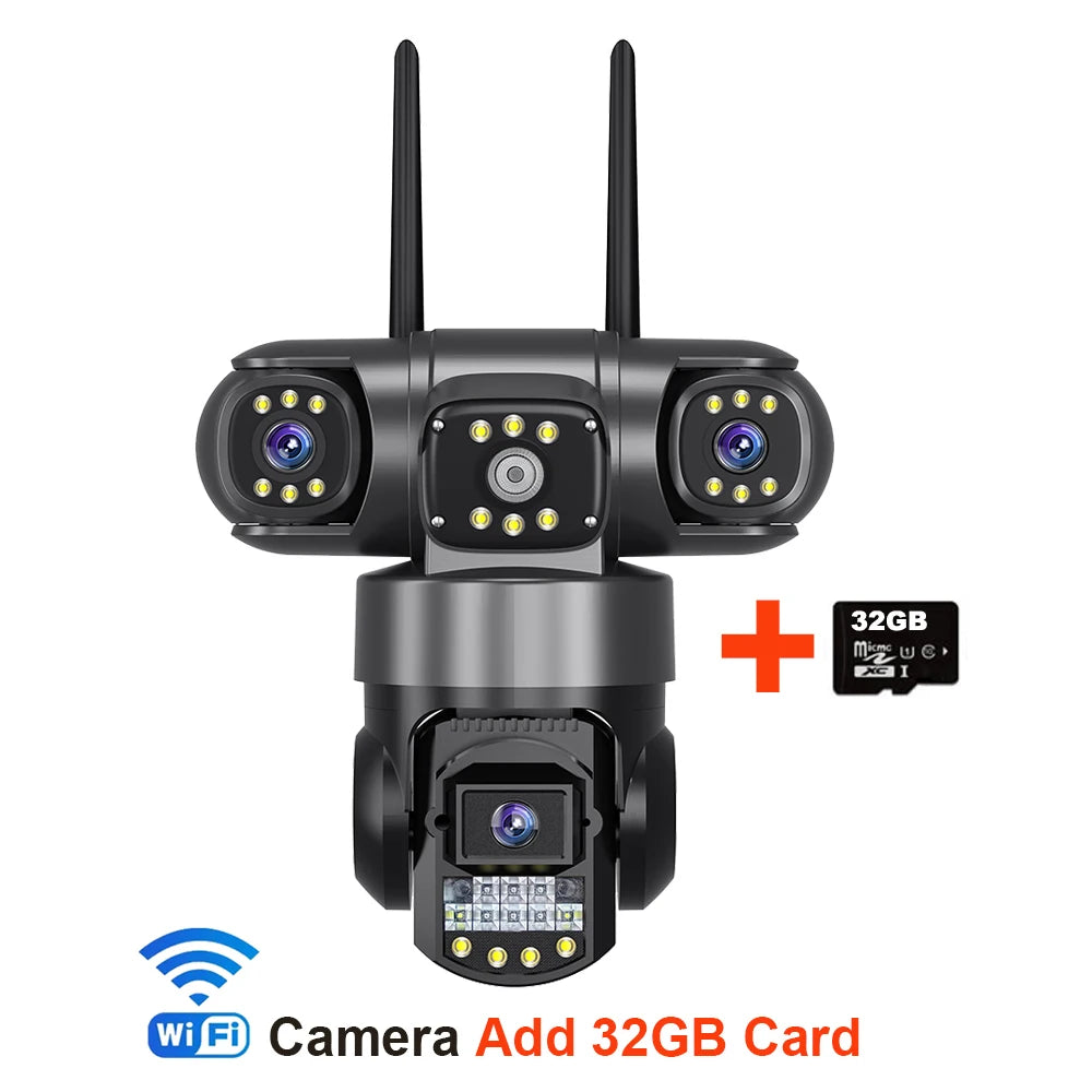 WiFi IP Camera Outdoor 12MP 6K Triple Lenses Triple Screens
Security Video Monitor Night Vision Waterproof CCTV Cameras