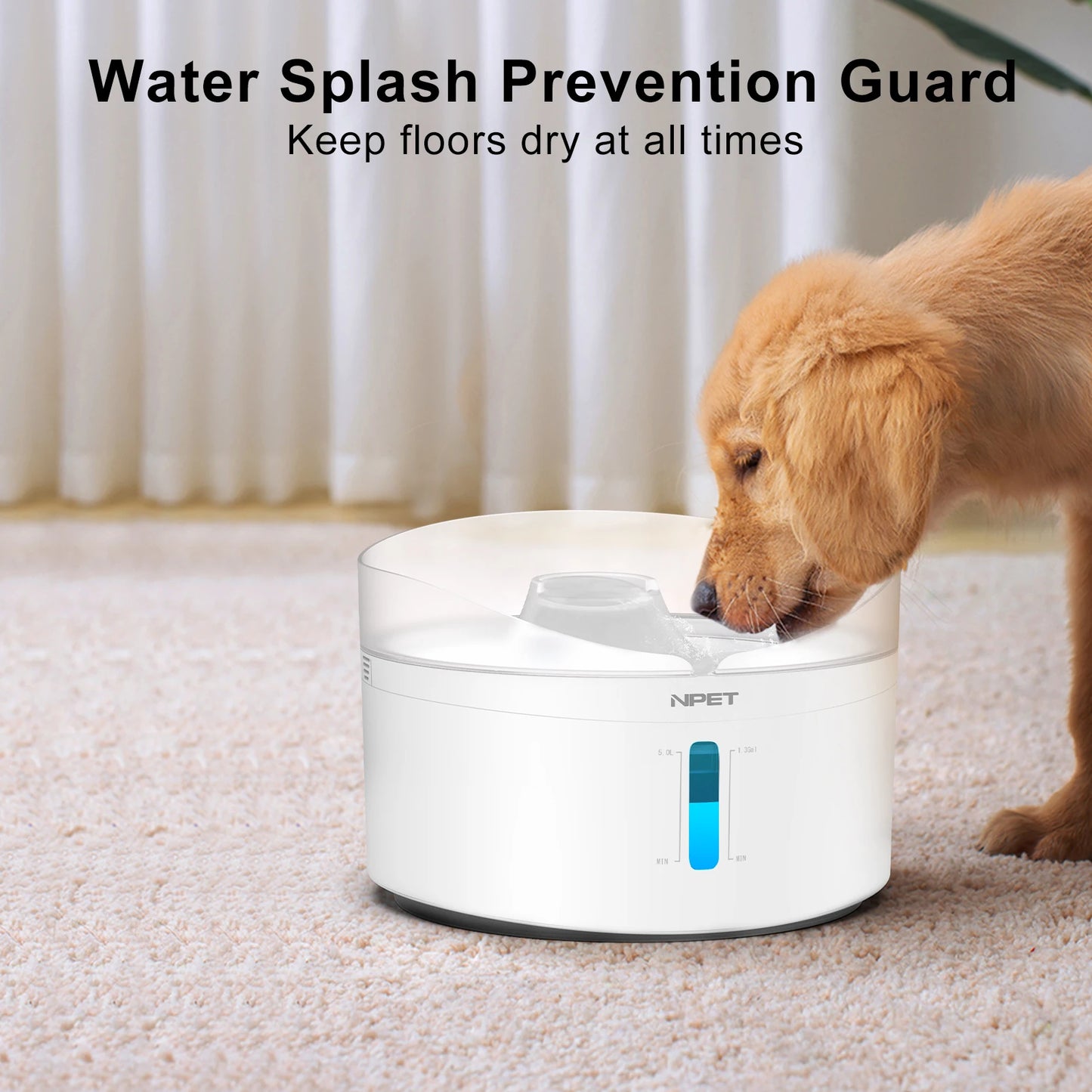 Automatic dog water fountain 5L Large capacity 170OZ Triple filter system
with controller of water and light