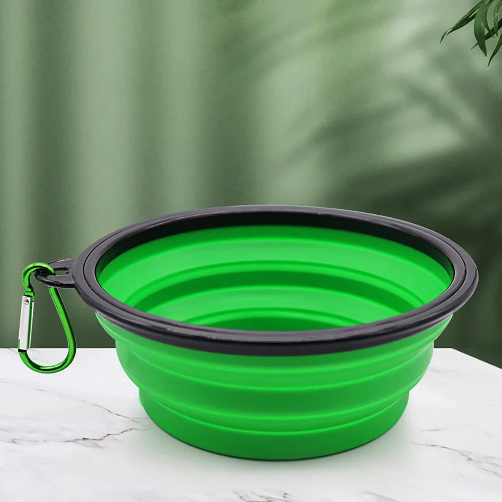 Outdoor Portable Pet Folding Bowl Silicone Dog Feeders with Hanging Hook Cat Dog Bowl Pet Items Dog Food Bowl
