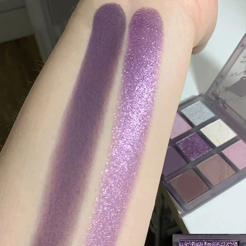 9 Color Pearlescent Purple Eyeshadow Palette Powder Purple