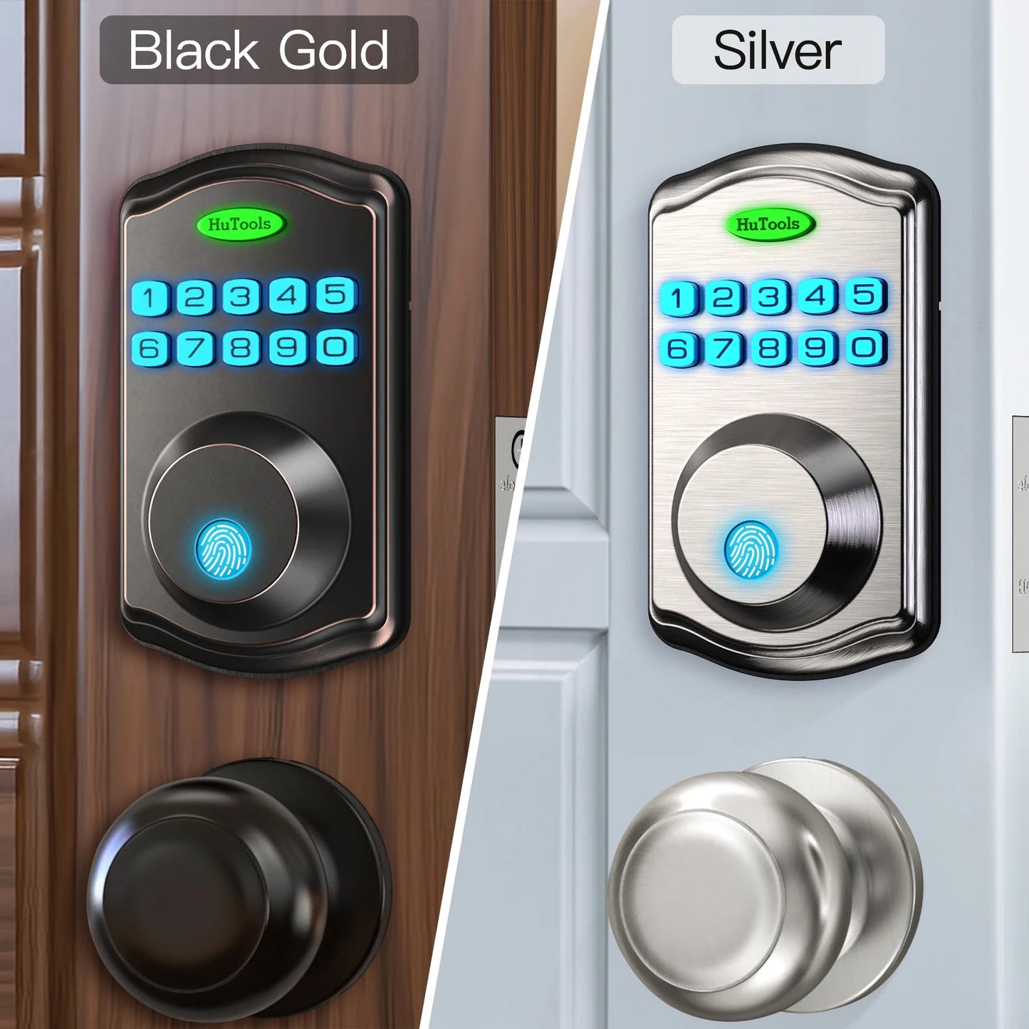 Easy To Install Black/silver Smart Fingerprint Key Lock Fingerprint Password Lock Suitable(No handle)