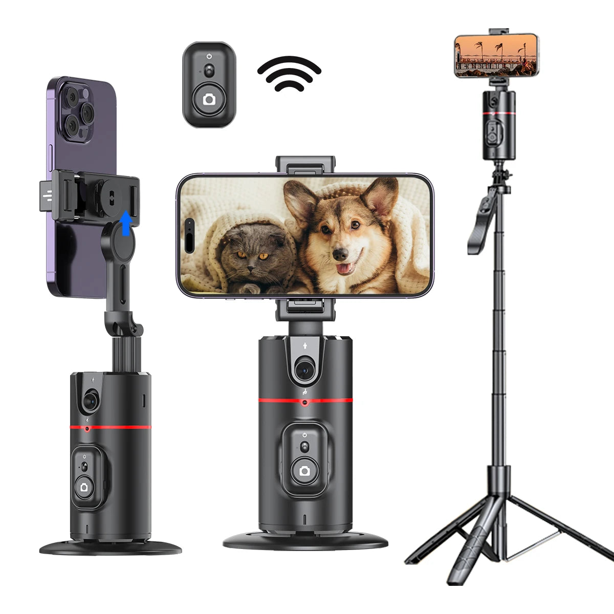 Selfieshow P02 Gimbal 360 Rotation AI Automatic Tracking Shooting Stabilizer
Detachable Phone Clip Mini Selfie Stick PhoneHolder