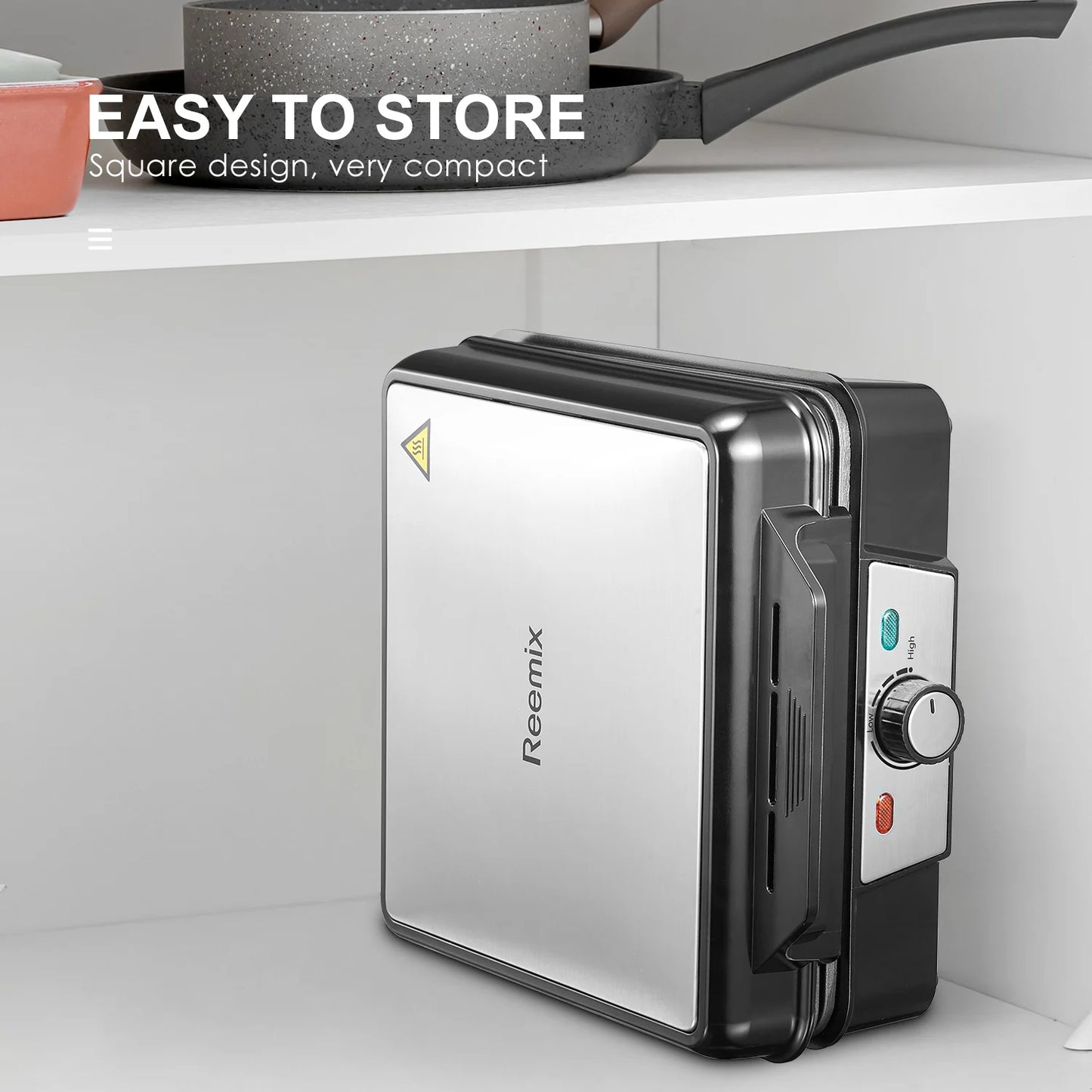 4-Slice Belgian Waffle Maker
3 Browning Levels with Nonstick Square Waffler Iron Plates, 1200 Watts, Compact Design