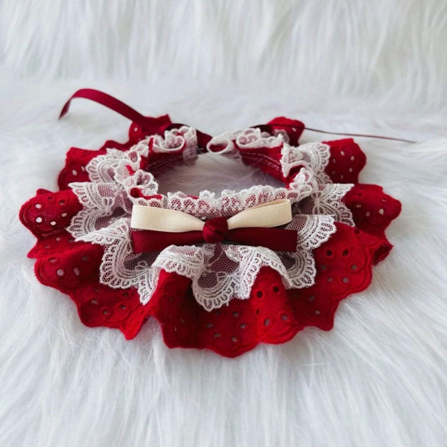 Bowtie Lace Collar Adjustable Pet Necktie Bandanas