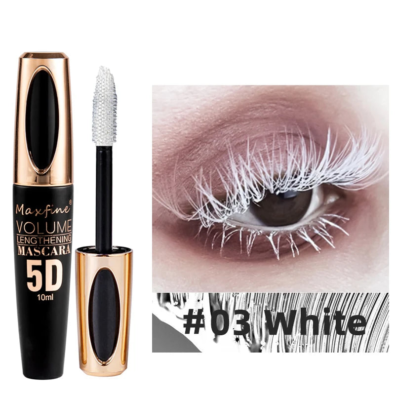 MAXFINE 5D Silk Fiber Eyelash Mascara, the Black Amount and Length of Mascara Are Strong and Lasting, Waterproof and Non-caking