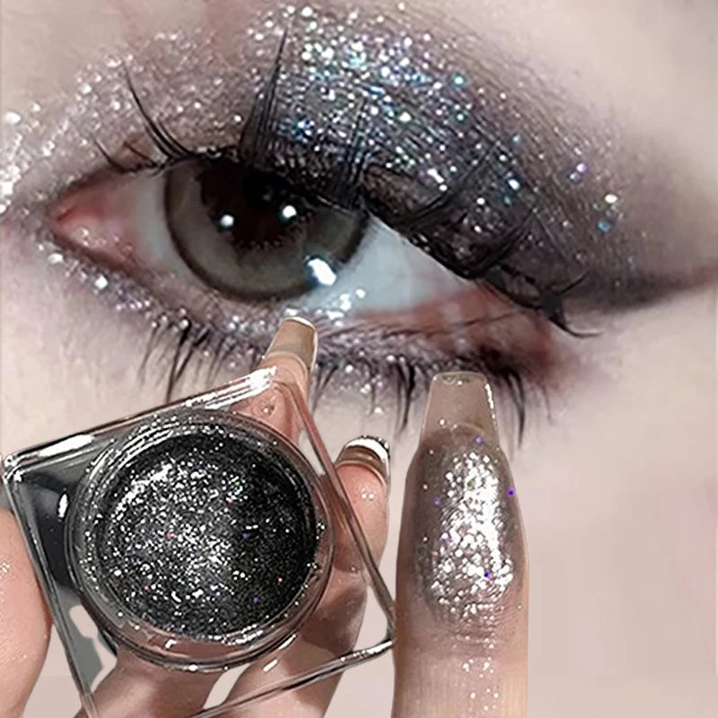Glitter Punk Smoky Black Eyeshadow Gel Makeup Palette Metallic Dark Silver
Wet Eyes Shadow Highlighter Pearl Pigments Cosmetics
