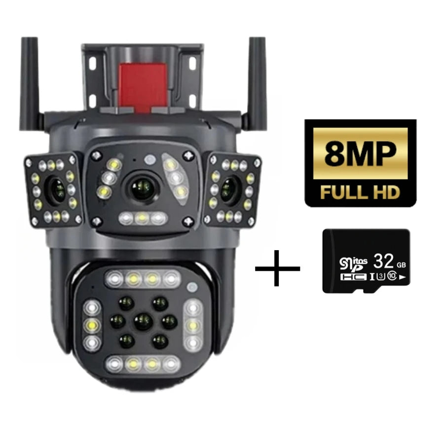 4K Dual Lens Screen Camera Outdoor Three Screens
Protection Motion Detection Outdoor IP CCTV Surveillance Cameras