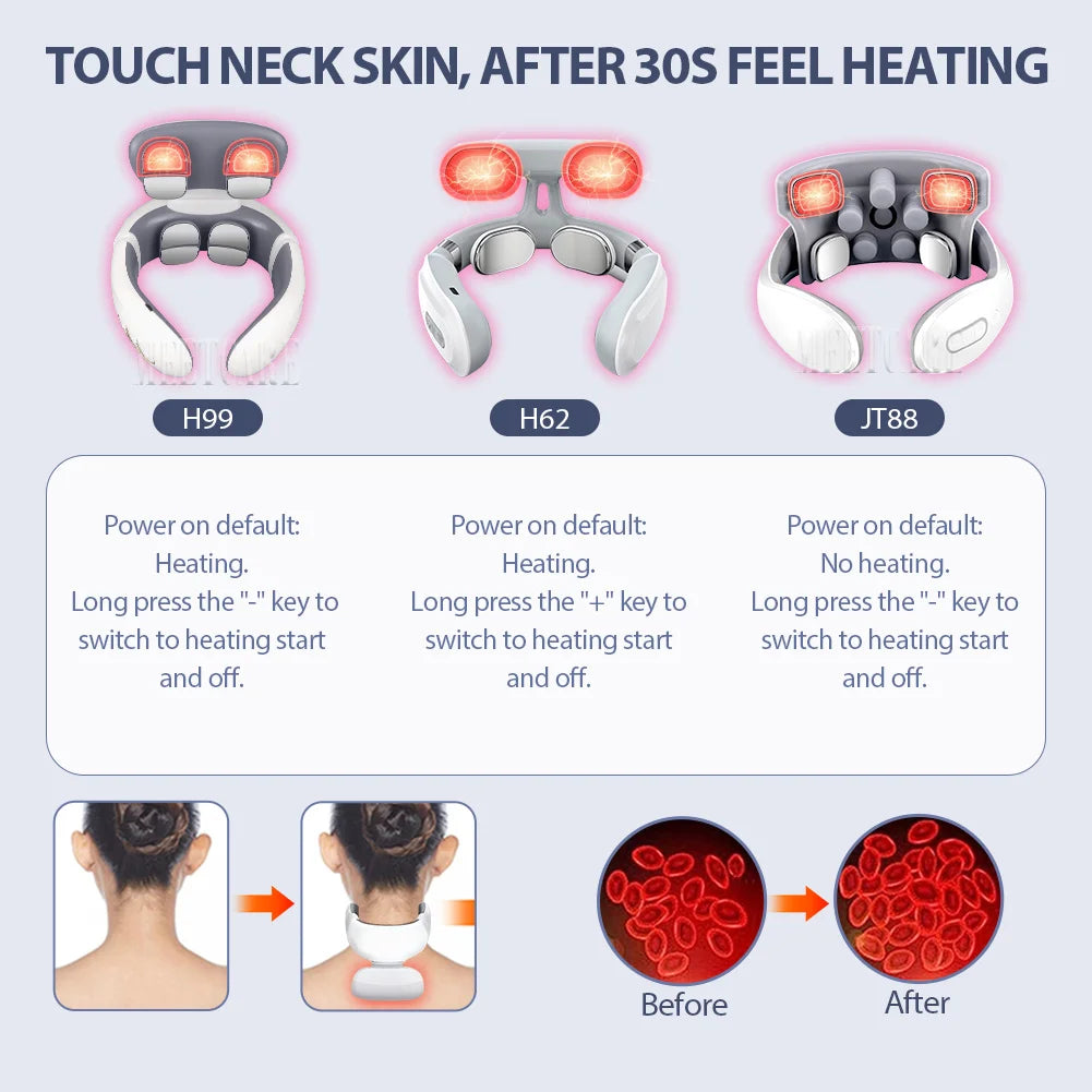 TENS Back Neck Massager, Heated Wireless Shoulder Massage,