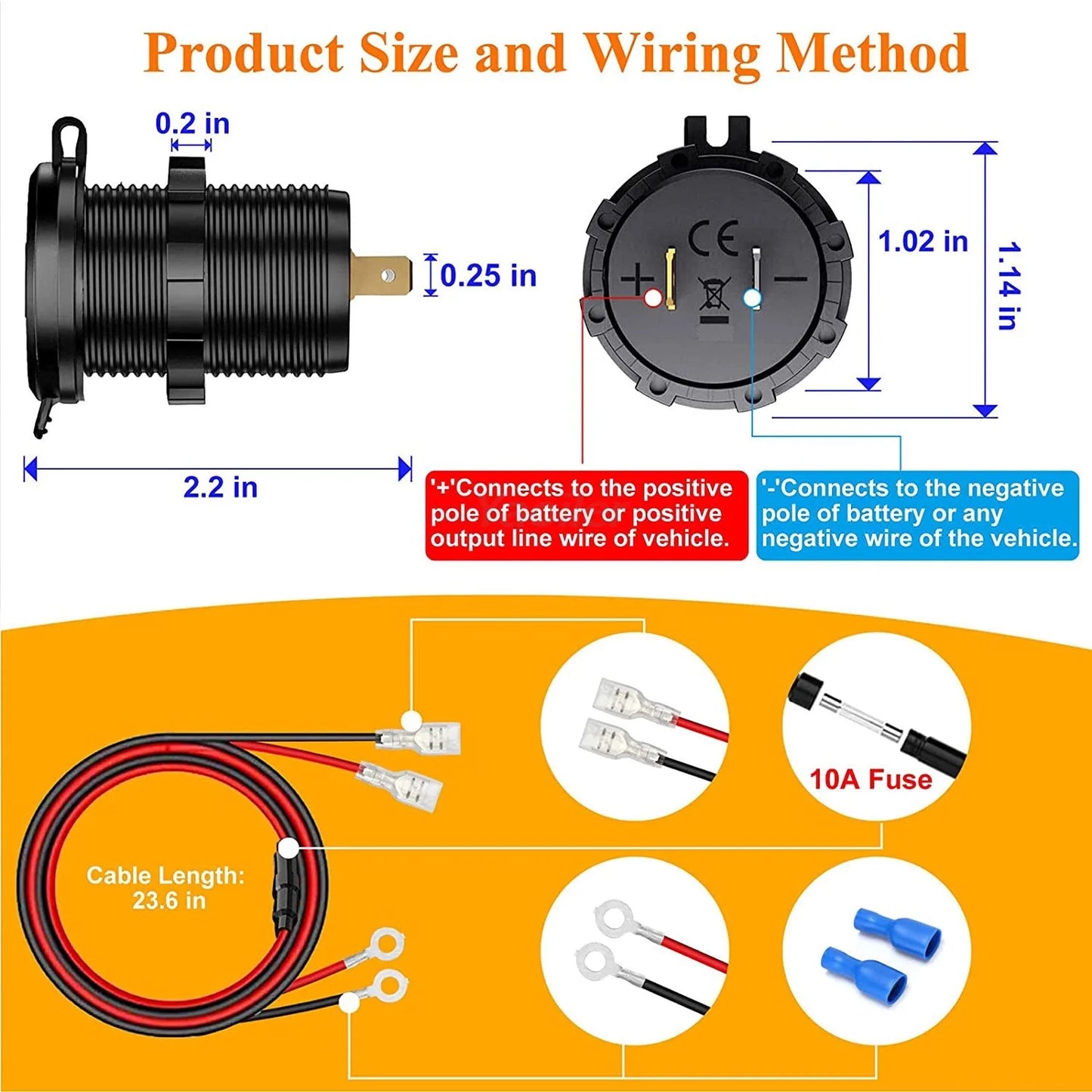 Newest Motorcycle Car 2025 Charger LED Light USB Type-C Charger
Power Socket Cigarette Lighter Waterproof for Car Truck ATV Boat