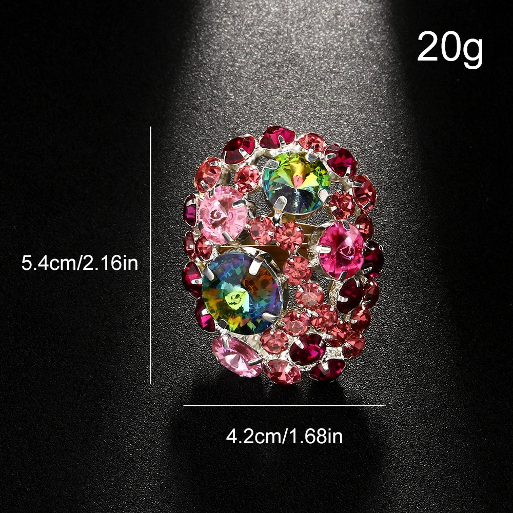 Colorful Crystal Round Rings