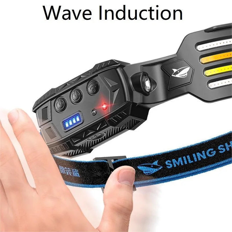Headlight Wave Induction Lightweight Headlamp Rechargeable Waterproof