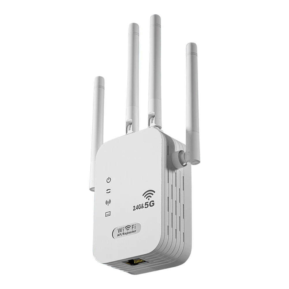 1200Mbps Wireless WiFi Repeater with WAN/LAN Port Dual-Band 2.4GHz/5GHz
WiFi Extender 4 Antennas Wi-Fi Signal Booster