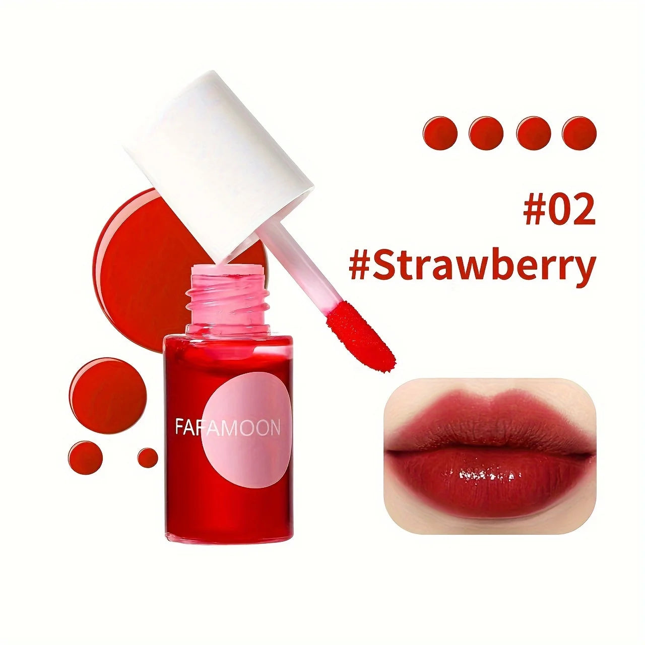 4 color Fruity Lip Tint Water Gloss Tint,Moisturizing Waterproof Liquid Lipstick ,Long-Lasting Colors