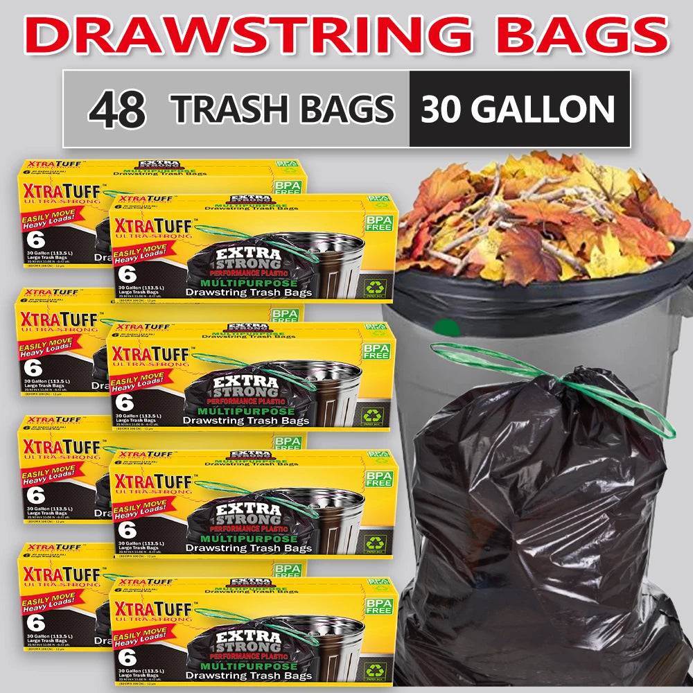 Large 30 Gallon Kitchen Drawstring Bags
