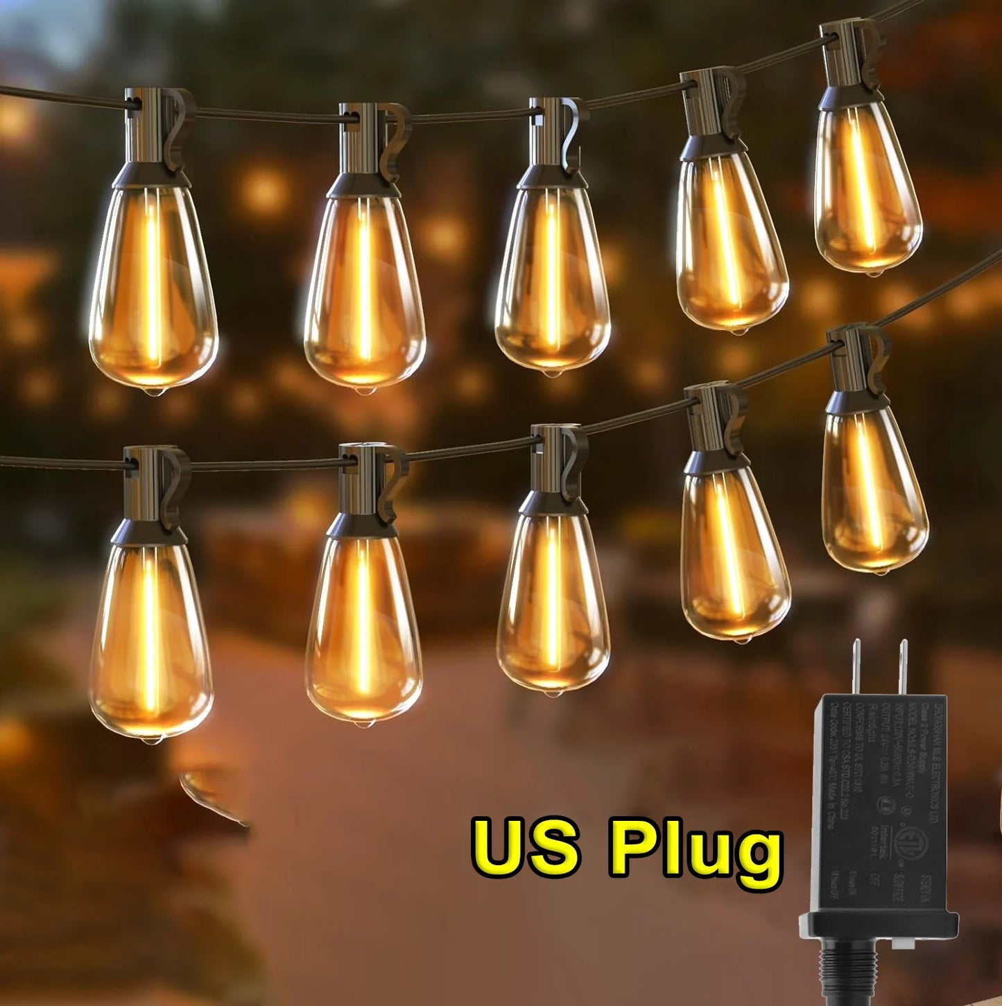 28FT US Plug ST38 String Light Outdoor, 1/2/3/4pcs 10+1 LED