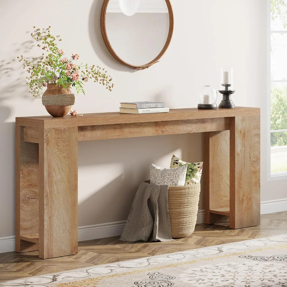 Extra Long Console Table,
Farmhouse Wood Sofa Table Behind Couch,
Narrow Entryway Accent Table for Living Room