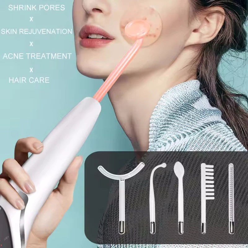 6 IN 1 High Frequency Electrode Wand w/Neon Electrotherapy
Glass Tube Spot Acne Remover Skin Care Face Hair Salon Beauty Device