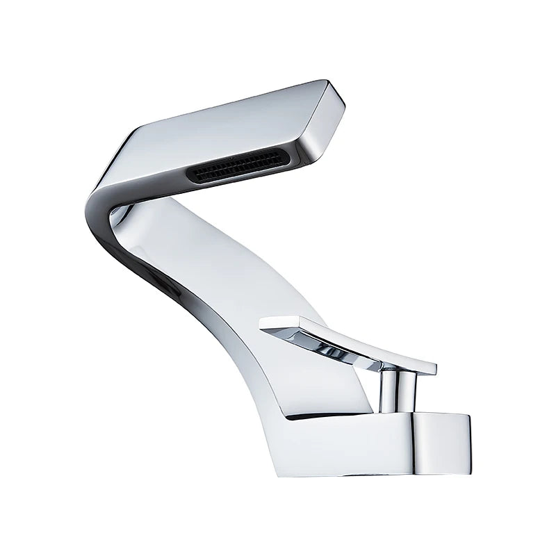 Bathroom Deck Mounted Basin Faucet Black Sink Tap Single Hole Water Tap Hot and Cold
