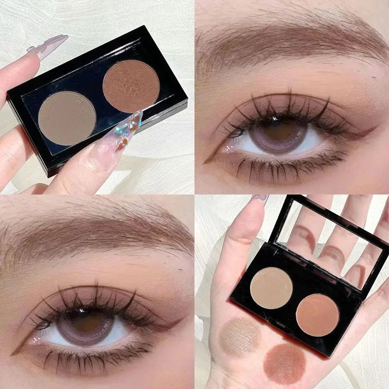 Low Saturation Olive Skin Powder Brown Two-Color Matte Eyeshadow Tray Monochrome