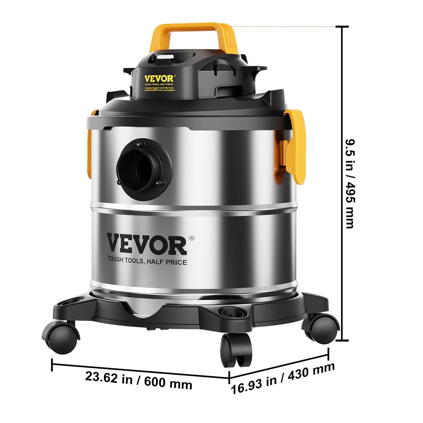 VEVOR Stainless Steel Wet Dry Shop Vacuum Wet Dry Vac Powerful Suction