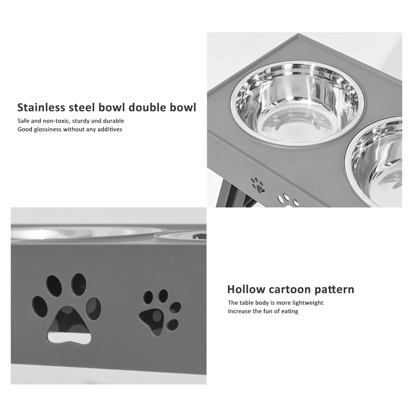 Stainless Steel Elevated Dog Bowl Non-Slip and No Spill Design Bowl