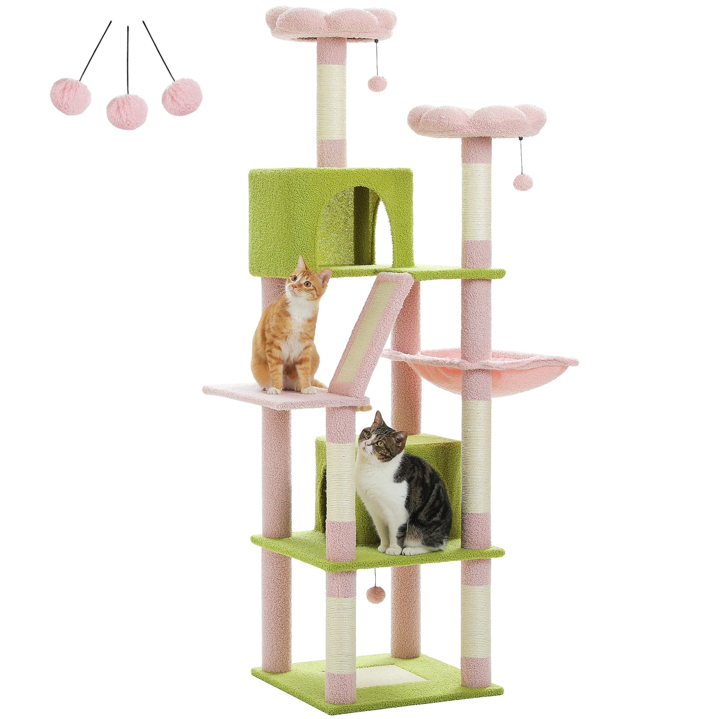 Large Cat Tree Tall Cat Tower for Indoor Cats
Multi-Level Plush Cat Condo with Scratching Posts Scratching Boards Perches Caves