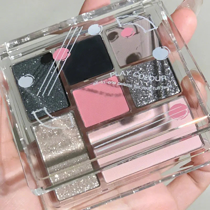 Cool Smoked Eyeshadow Palette Pink-black Hot Girl Glitter Pearly Shadow Eyes Korean Makeup Pallet Cosmetics