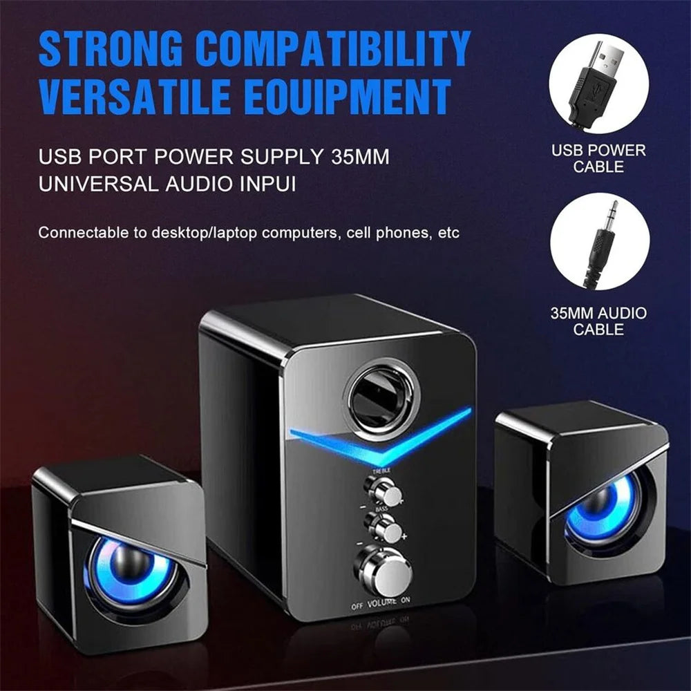 USB Computer LED Speakers System Subwoofer Stereo Bass Control
for Desktop Laptop PC Portable Loud Speaker