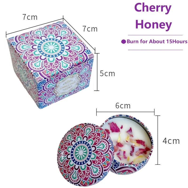 1/4PCS Vintage Scented Candles Soy Wax Candle Jars Flower Fragrance Scent