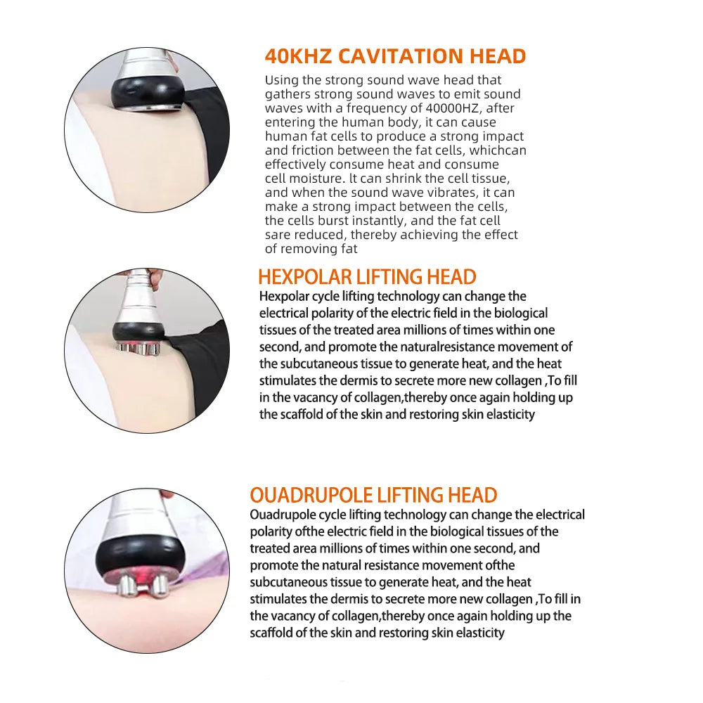 Ultrasonic 40K Cavitation Machine Vacuum Weight Loss Body Slimming Device
Anti-cellulite Fat Burner Cellulite Massage Equipment