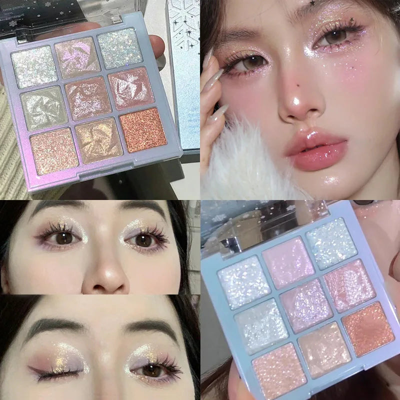 9 Colors Glitter Snowflake Eyeshadow Palette Dream Girl
Pearly Eye Shadow Matte Matte Highlights Cool Tone Charming Eyes Makeup