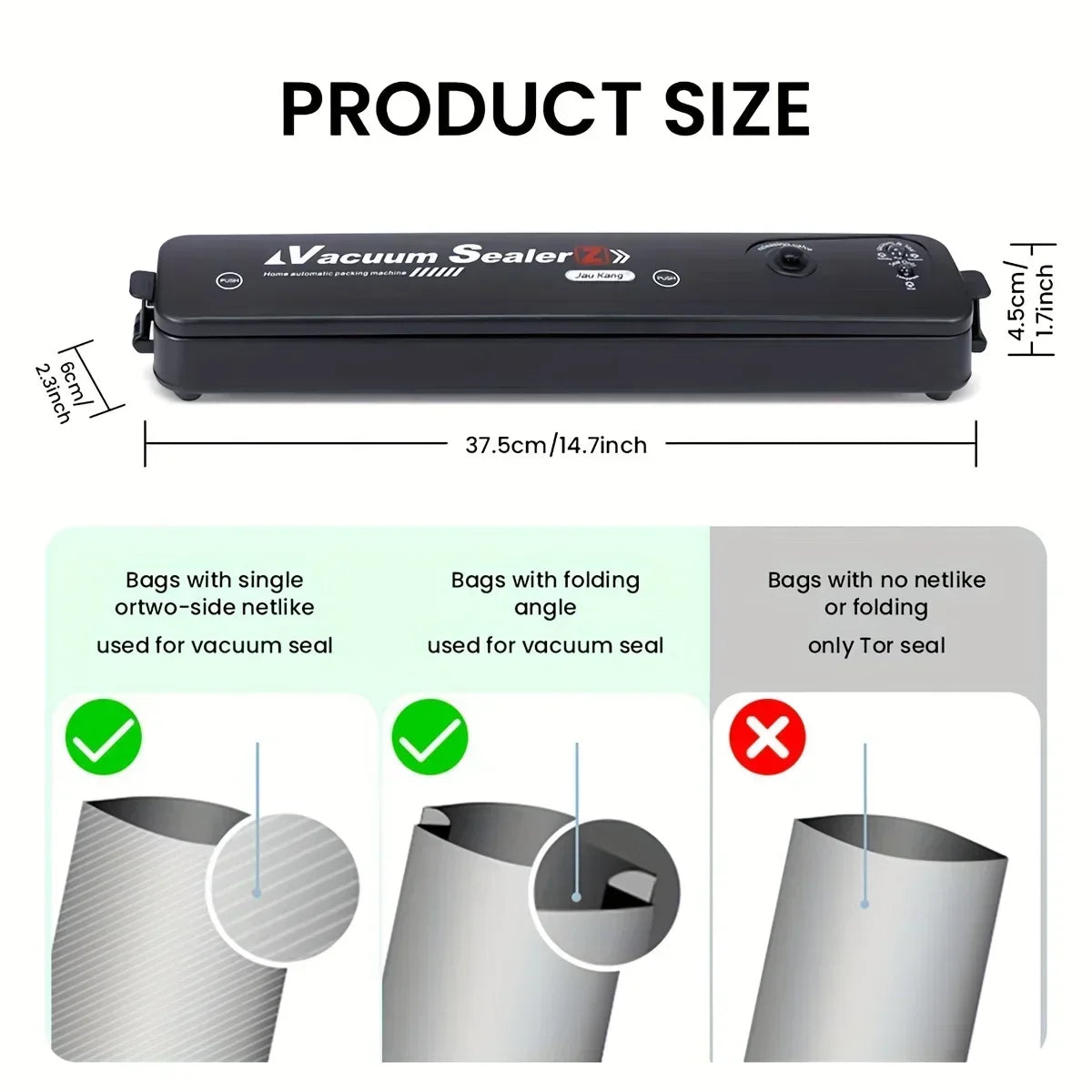 Electric Vacuum Sealers Food Sealer Machine Foods Fresh Storage Vacuum Sealer Machine
Plastic Bags Sealer For Storage Food
