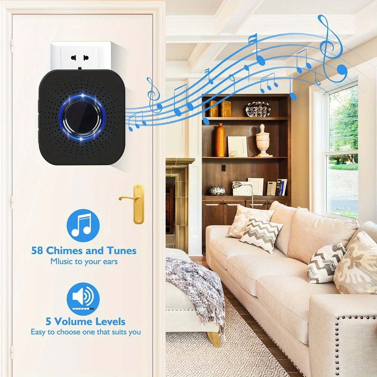 Wireless smart video doorbell, 2.4G WiFi home security camera,
2-way audio, night vision, battery, secure home monitoring