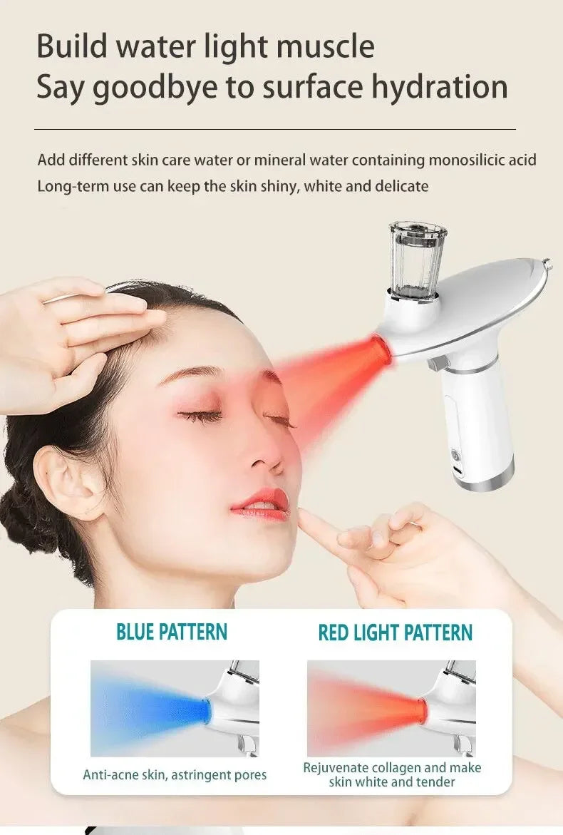 Airbrush Water Nebulizer Smooth Red Blue Light Skin Rejuvenation Oxygen Injector Oxygen