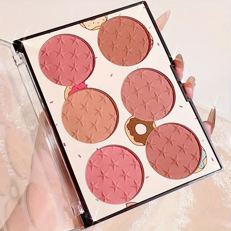 6-color blush palette, matte, waterproof, natural, long-lasting,
high-pigment brightening cute star print blush