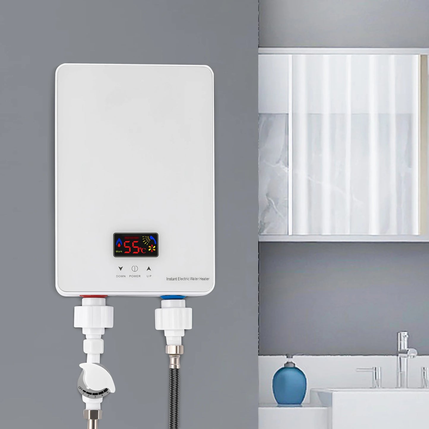 Electric Tankless Water Heater 220V 6000W with Shower Head IPX4