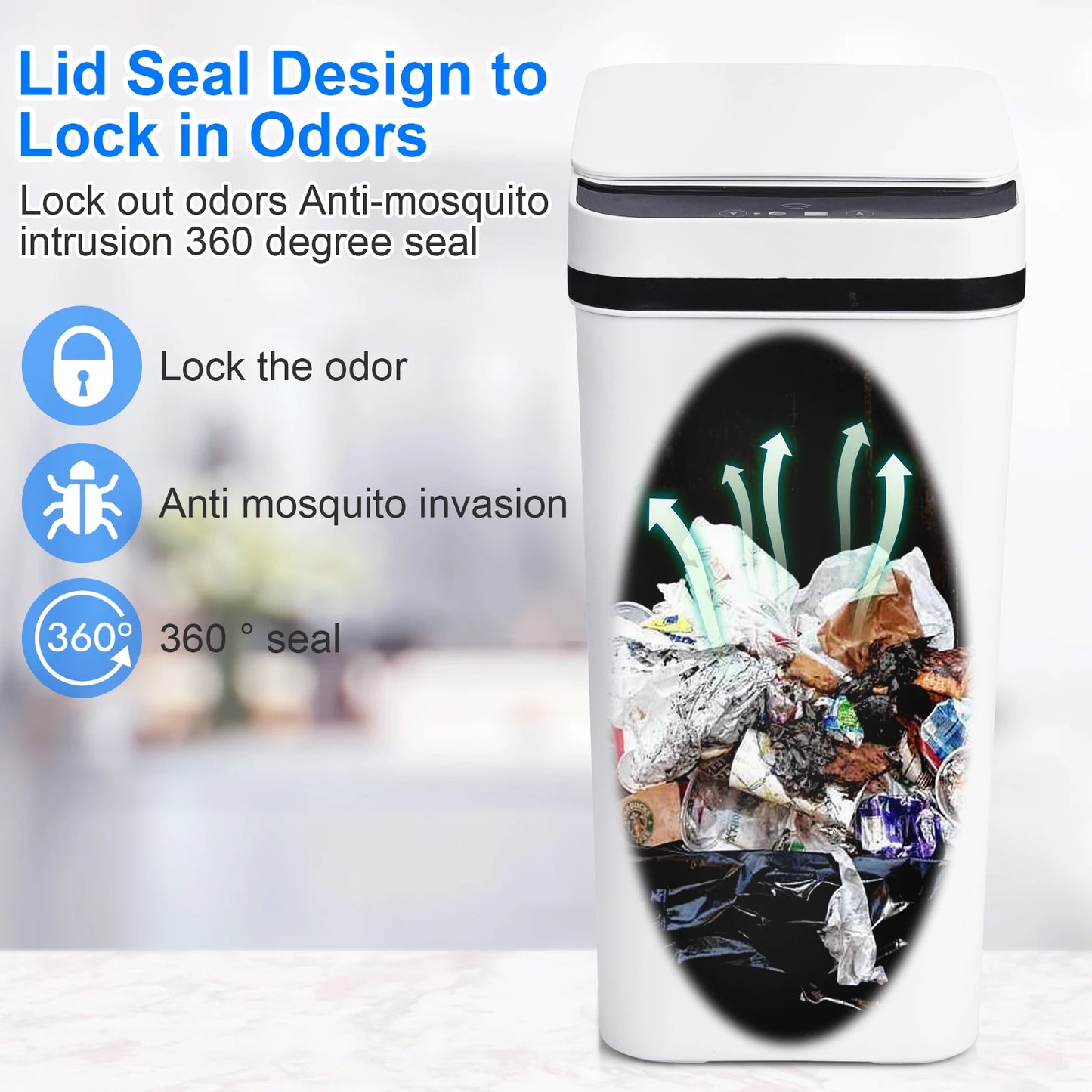 2 Pack 12L & 18L Automatic Trash Can Touchless Motion Sensor
Garbage Can with Lid for Bedroom living Room Kitchen White