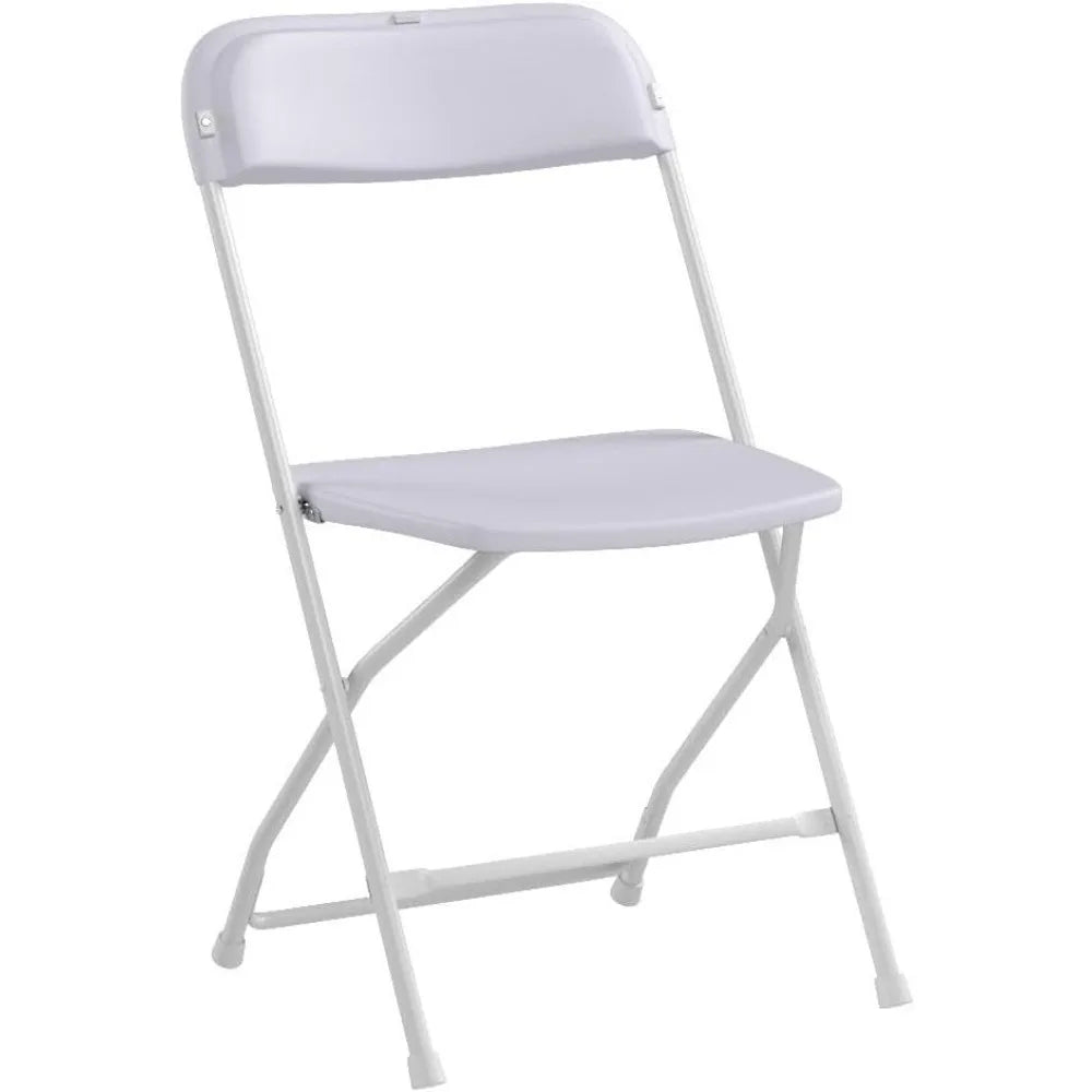 10 Pack White Plastic Folding Chair,
Indoor Outdoor Portable Stackable Commercial Seat Steel Frame 350lb. Capacity