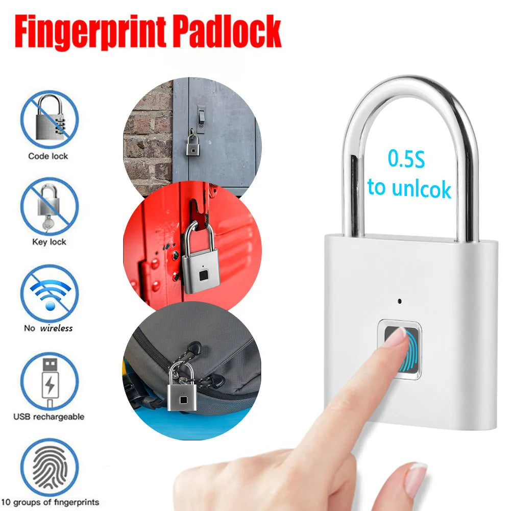 Keyless Fingerprint Lock with Smart Padlock Waterproof Door Lock