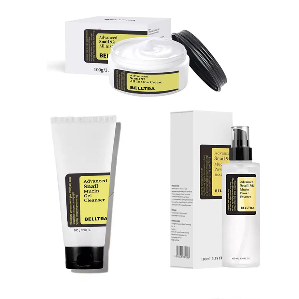 Snail mucin 96% Korean Skin Care Facial Essence Fading Fine Lines
Essence Firming Facial Snail Brightening Anti-Aging Set