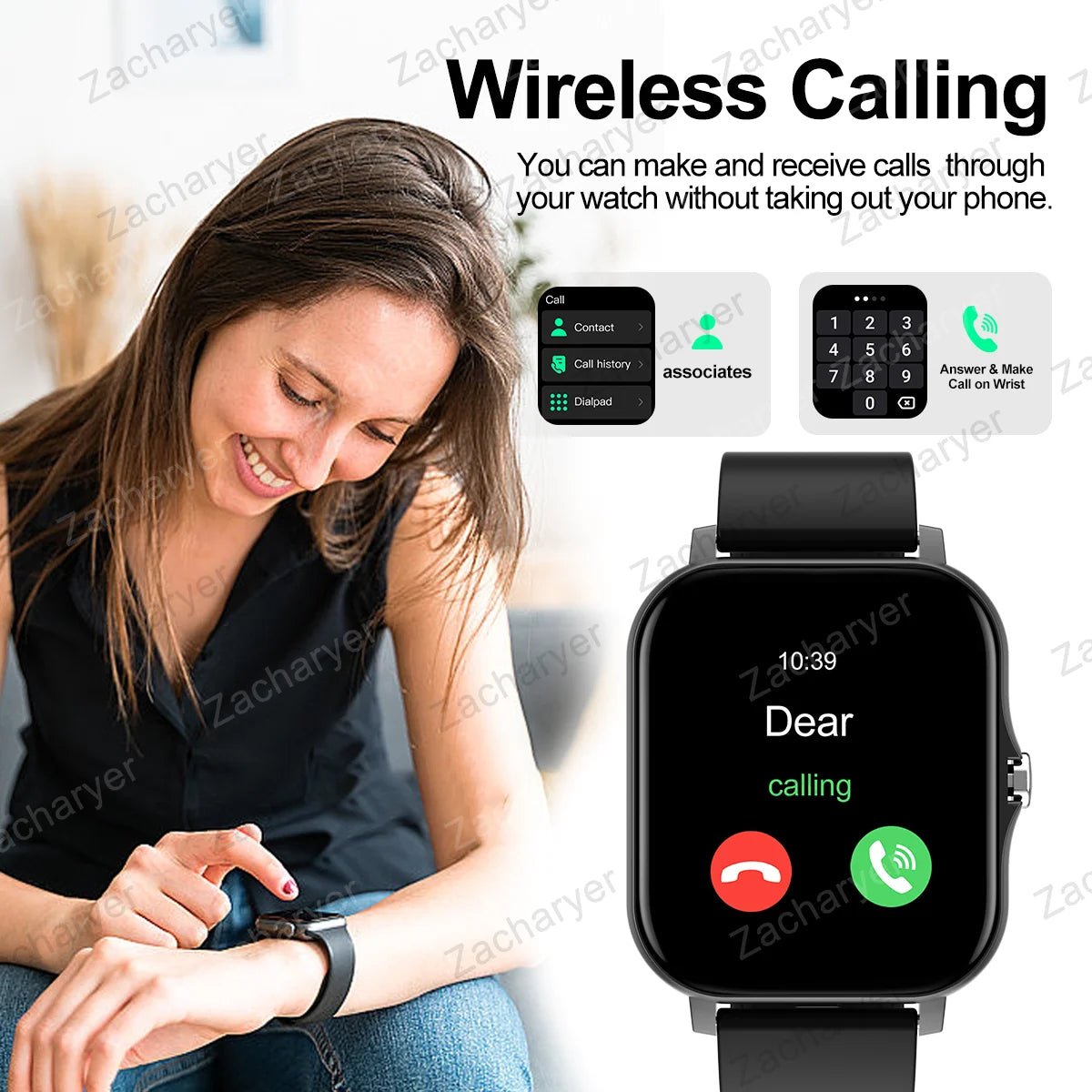Wireless call function, compatible with Android and iPhone,
sports watch, a variety of sports fitness tracking,