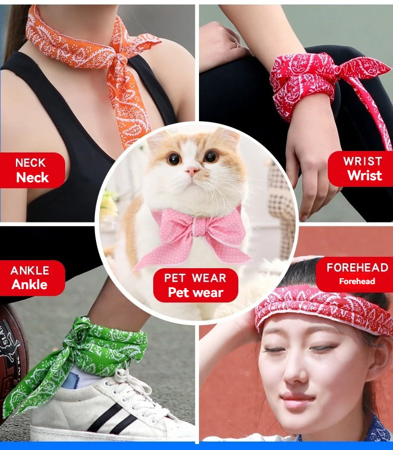 Colors Neck Cooler Scarf Body Cold Cooling Neck Cooler Necktie Headband Neck cooling bandanas for dogs Small dog collar Opawz