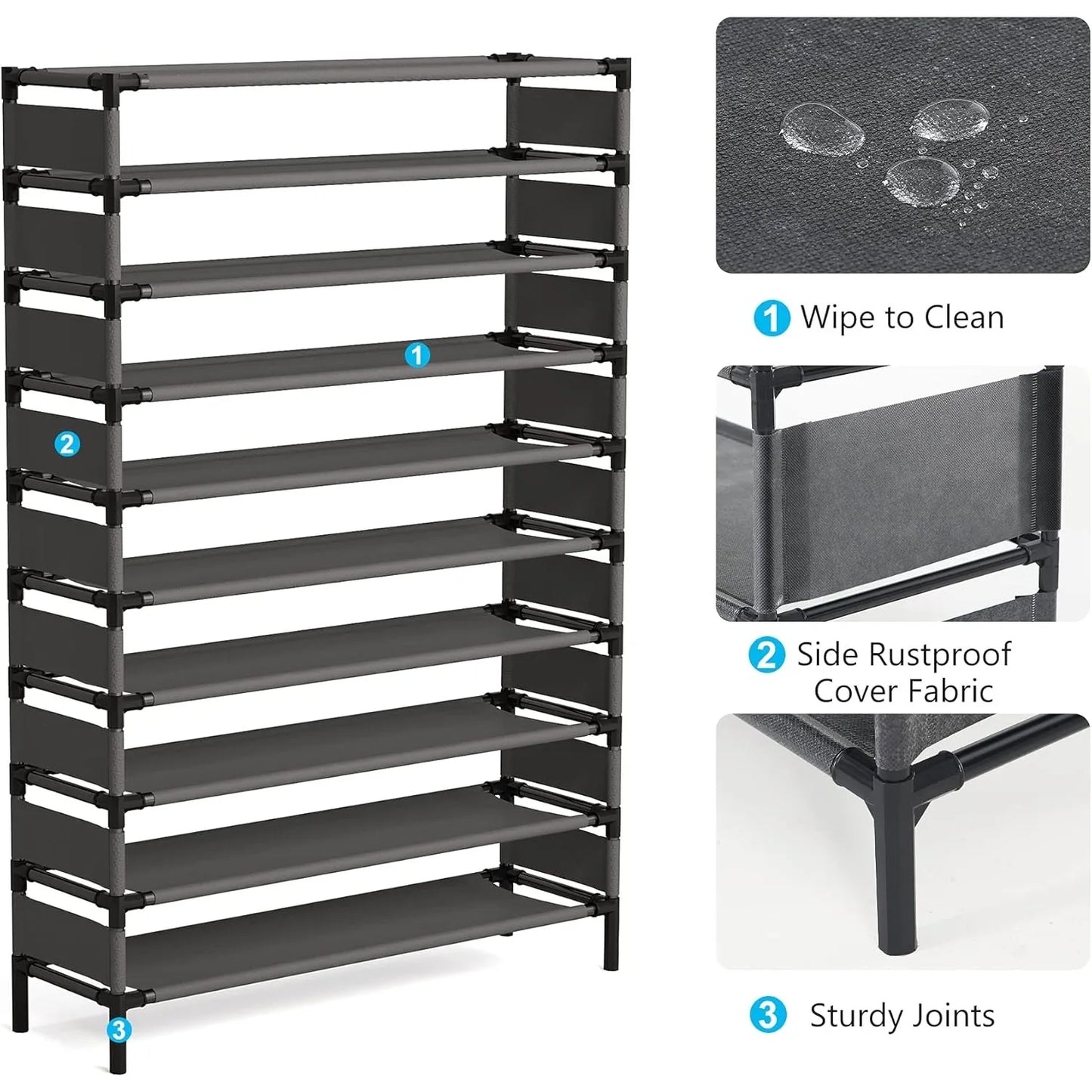 Multi-layer storage Large Capacity Organizer Shoe Shelf for 50 Pair, Versatile usage