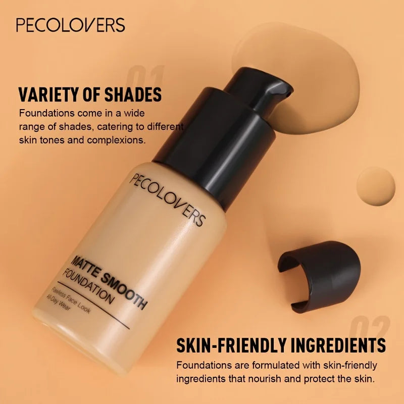 Matte Finish Liquid Foundation - Oil-Control, Waterproof, Full Coverage Concealer for All Skin Tones
