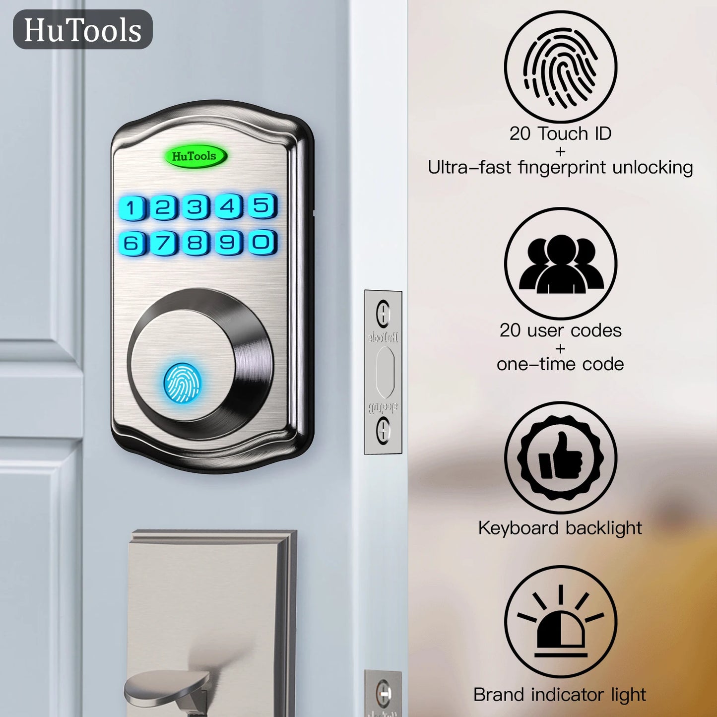 Easy To Install Black/silver Smart Fingerprint Key Lock Fingerprint Password Lock Suitable(No handle)