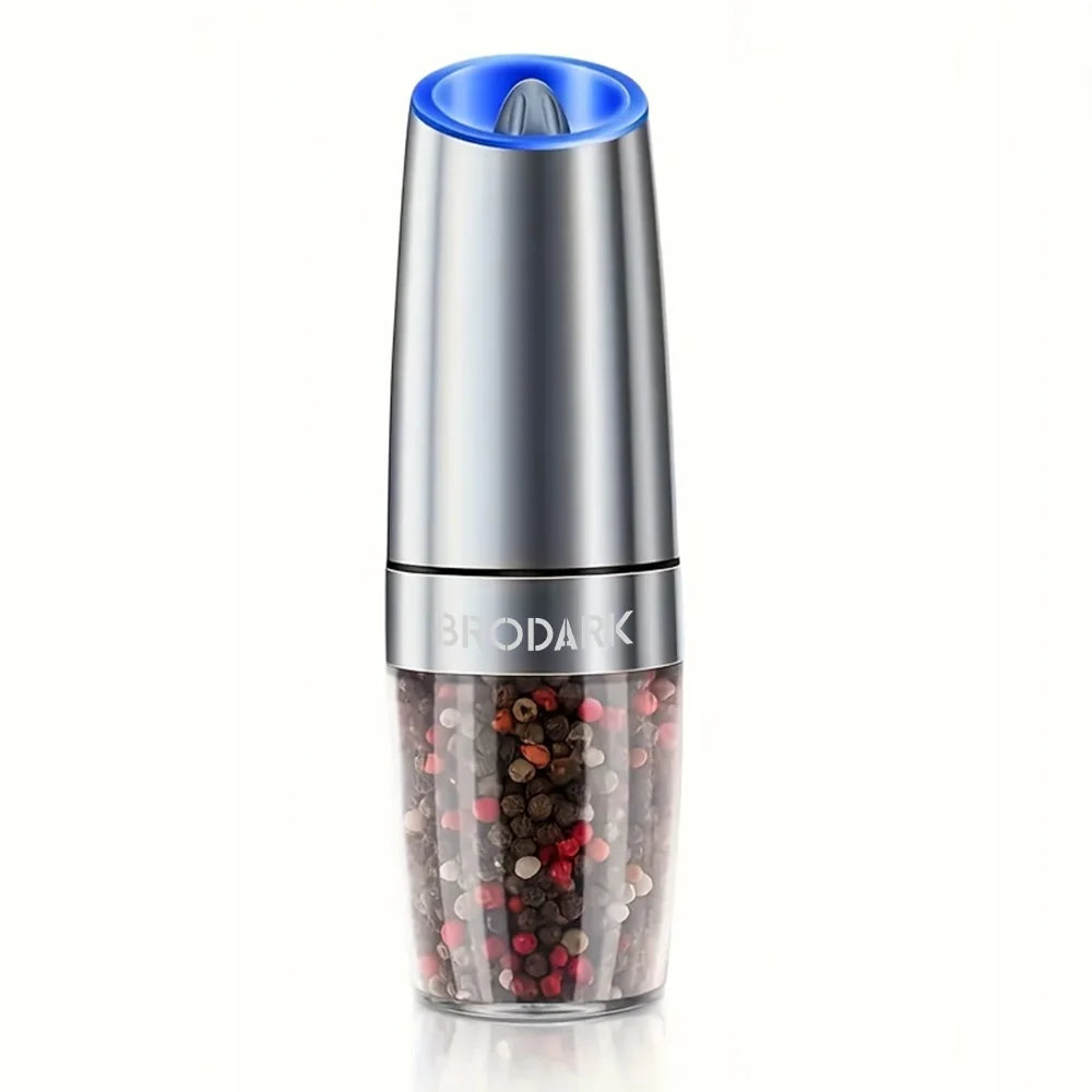 1/2pcs Gravity Electric Salt And Pepper Grinder Set,
Battery Powered LED Light One HandAutomatic Operation