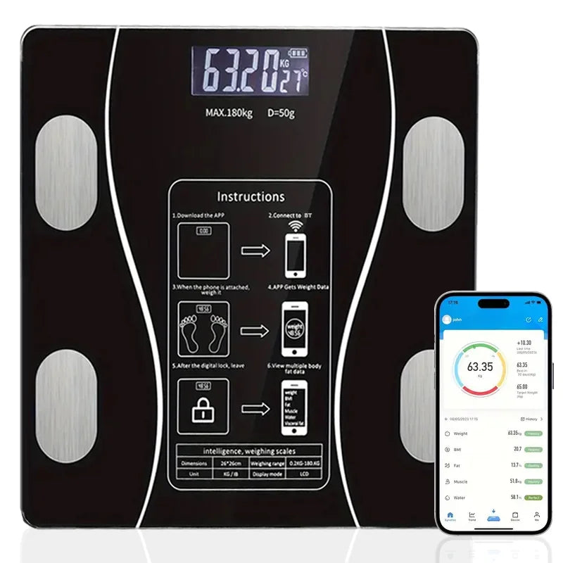 Smart Body Fat Scale Wireless LED Digital Bathroom
Weight Scale Body Composition Analyzer Testing Scale